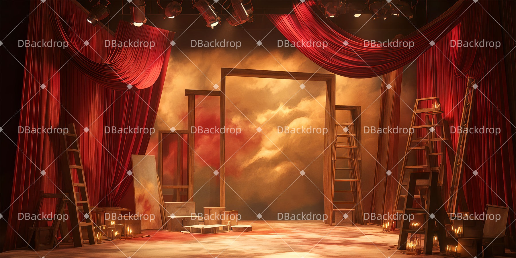 Broadway Stage Backdrops Rehearsal Stage School Play Backdrops UK TWW511-T55