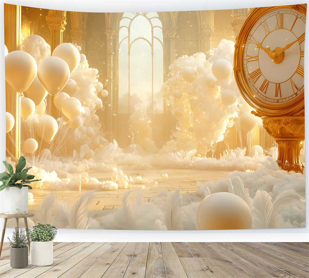 New Year Backdrop Ideas Golden Cloud Balloon Fantasy Countdown Clock Backdrop UK TWW512-18