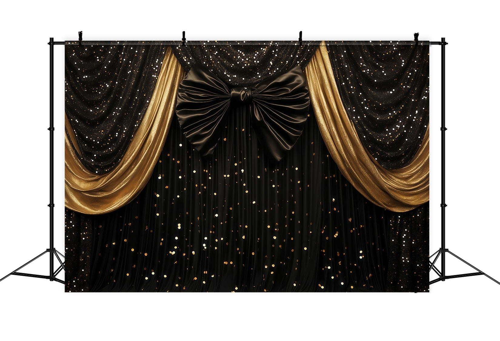 New Year Photo Backdrop Luxury Draped Shimmer Bokeh Gold Glitter Backdrop UK TWW512-19
