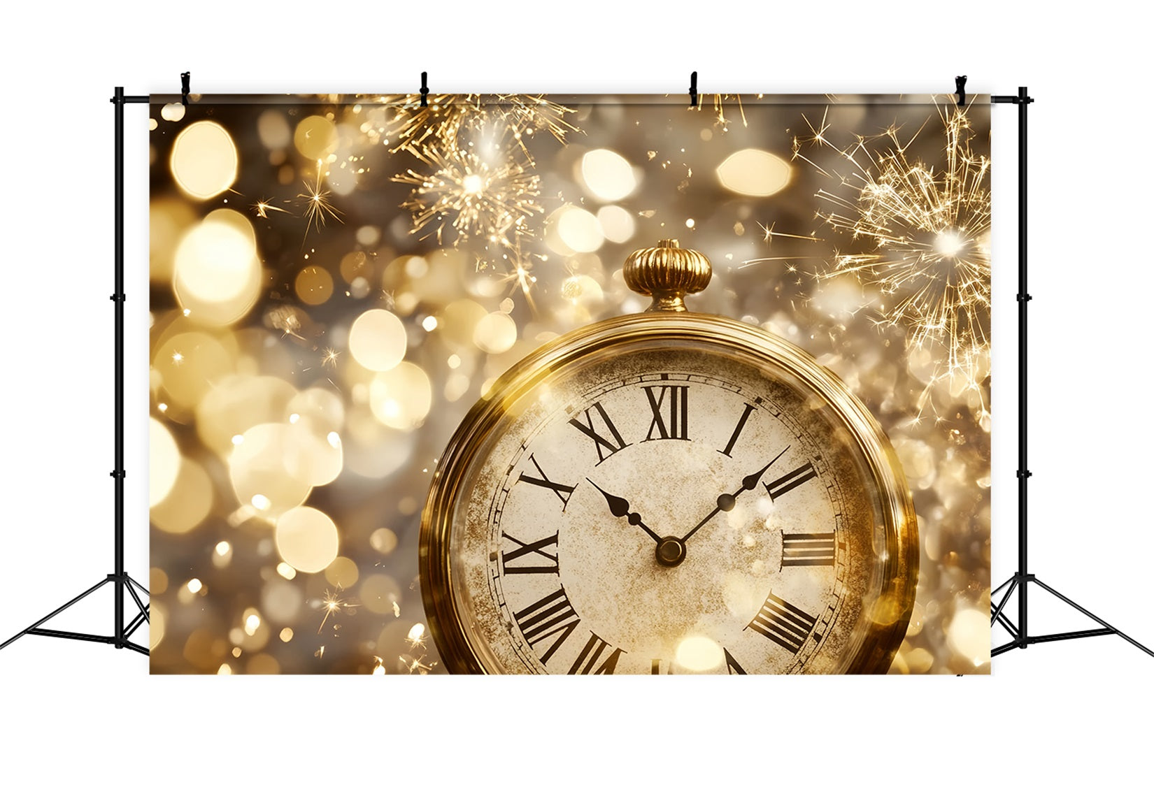 New Year's Backdrop Countdown Gold Glitter Firework Bokeh Backdrop UK TWW512-20