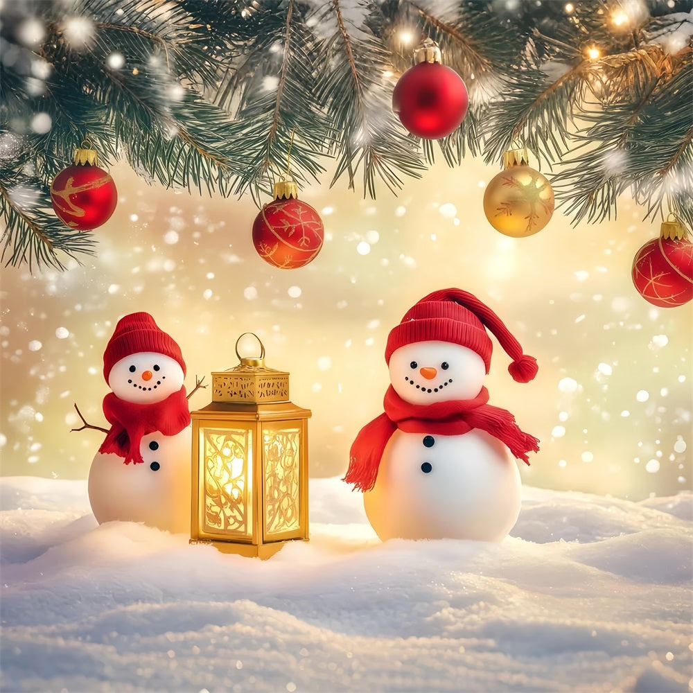 New Years Backdrop Cute Snowmen Lantern Glow Happy New Year Backdrop UK TWW512-5