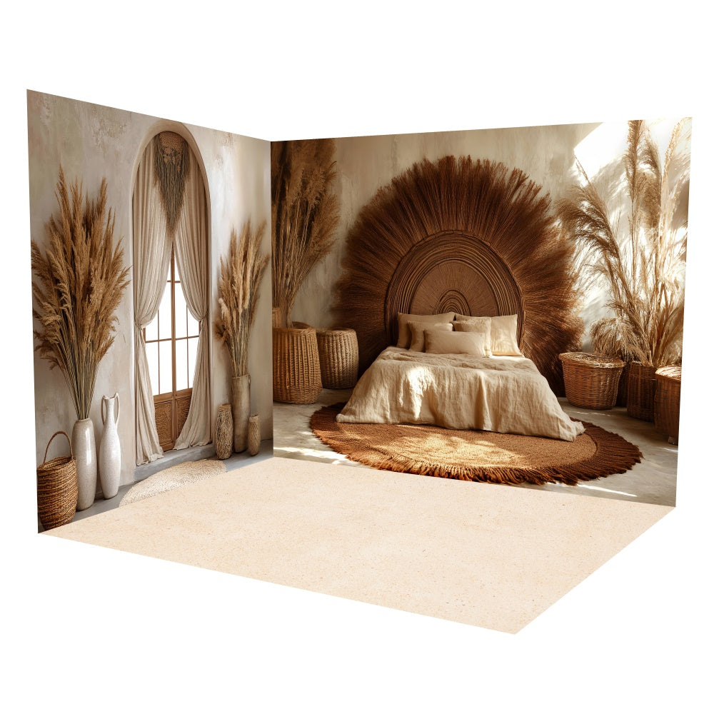 Boho Photo Backdrop Natural Light Bedroom Backdrop Room Set UK TWW57-104