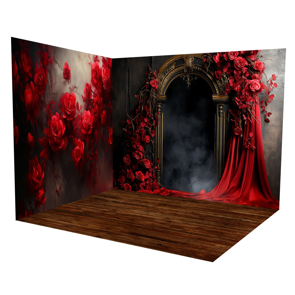 Vintage Photo Backdrop Crimson Rose Gothic Backdrop Room Set UK TWW57-61