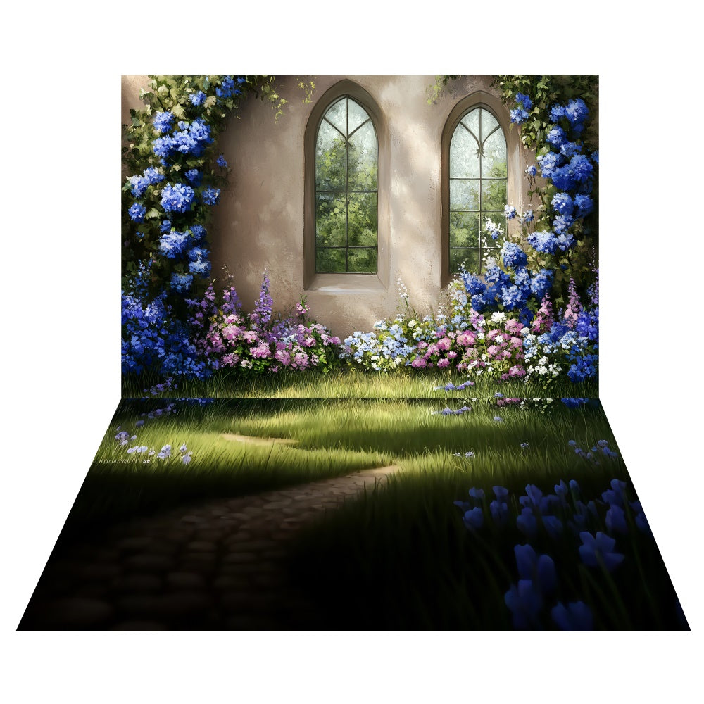 Enchanted Garden Window Backdrop+Meadow Path Floor Backdrop UK TWW57-75