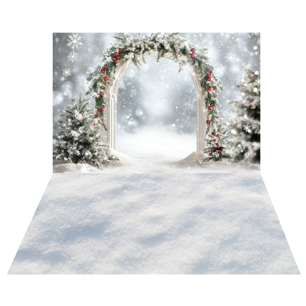 Winter Archway Elegance Backdrop+Snowy Path Floor Backdrop UK TWW57-93