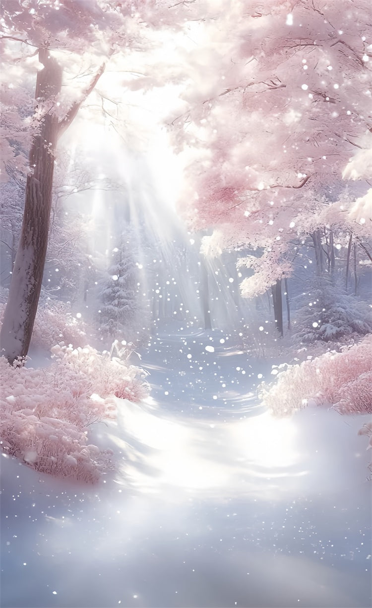 Winter Forest Backdrop Blush Snow Dream Trail Sweep Backdrop UK TWW57-97