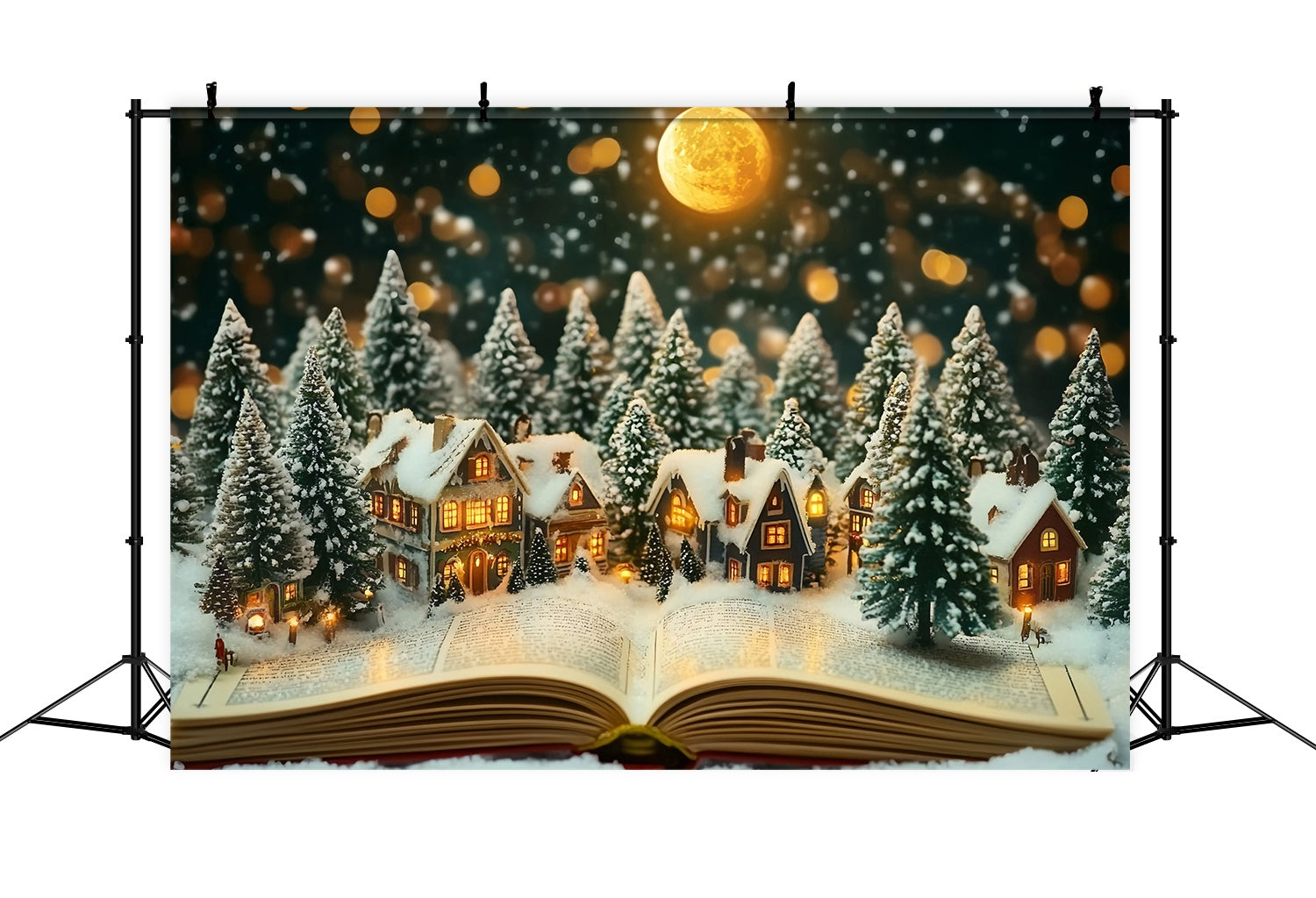 Christmas Village Backdrop Miniature Village Winter Moonlight Christmas Backdrop Ideas UK TWW58-106
