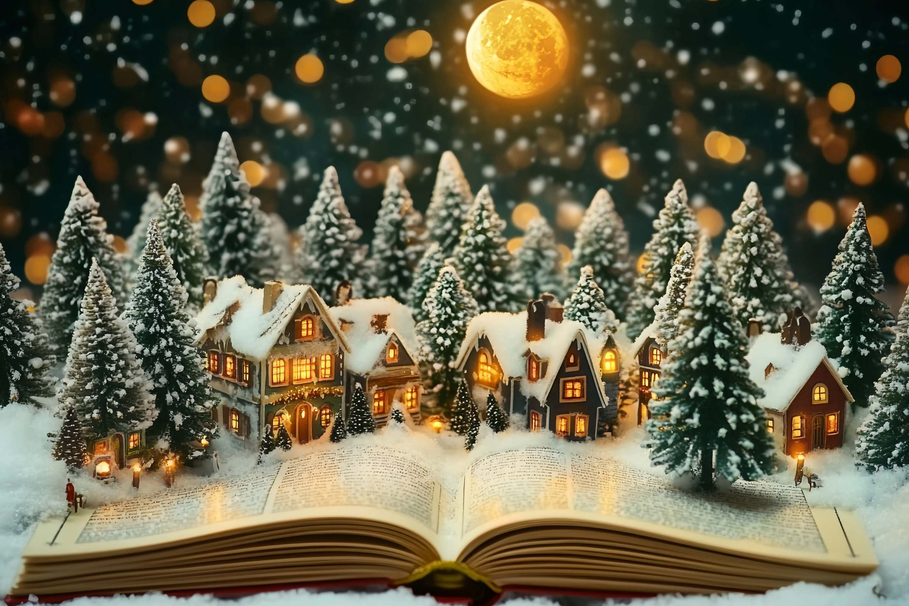 Christmas Village Backdrop Miniature Village Winter Moonlight Christmas Backdrop Ideas UK TWW58-106