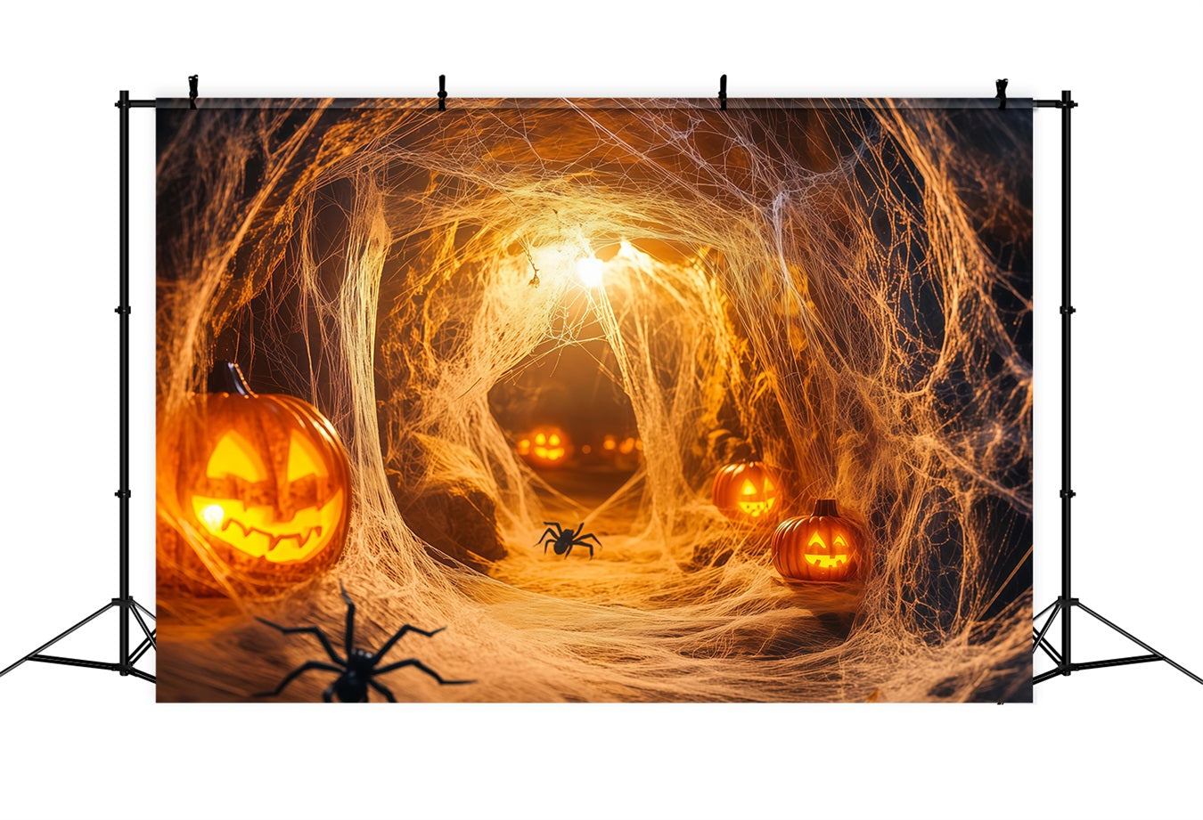 Halloween Wall Backdrop Pumpkin Spider Tunnel with Glowing Webs Halloween Backdrop for Photos UK TWW58-19