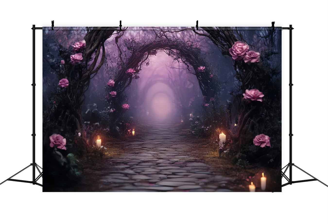 Halloween Enchanted Candlelit Rose Arch Pathway Halloween Backdrop UK TWW58-5