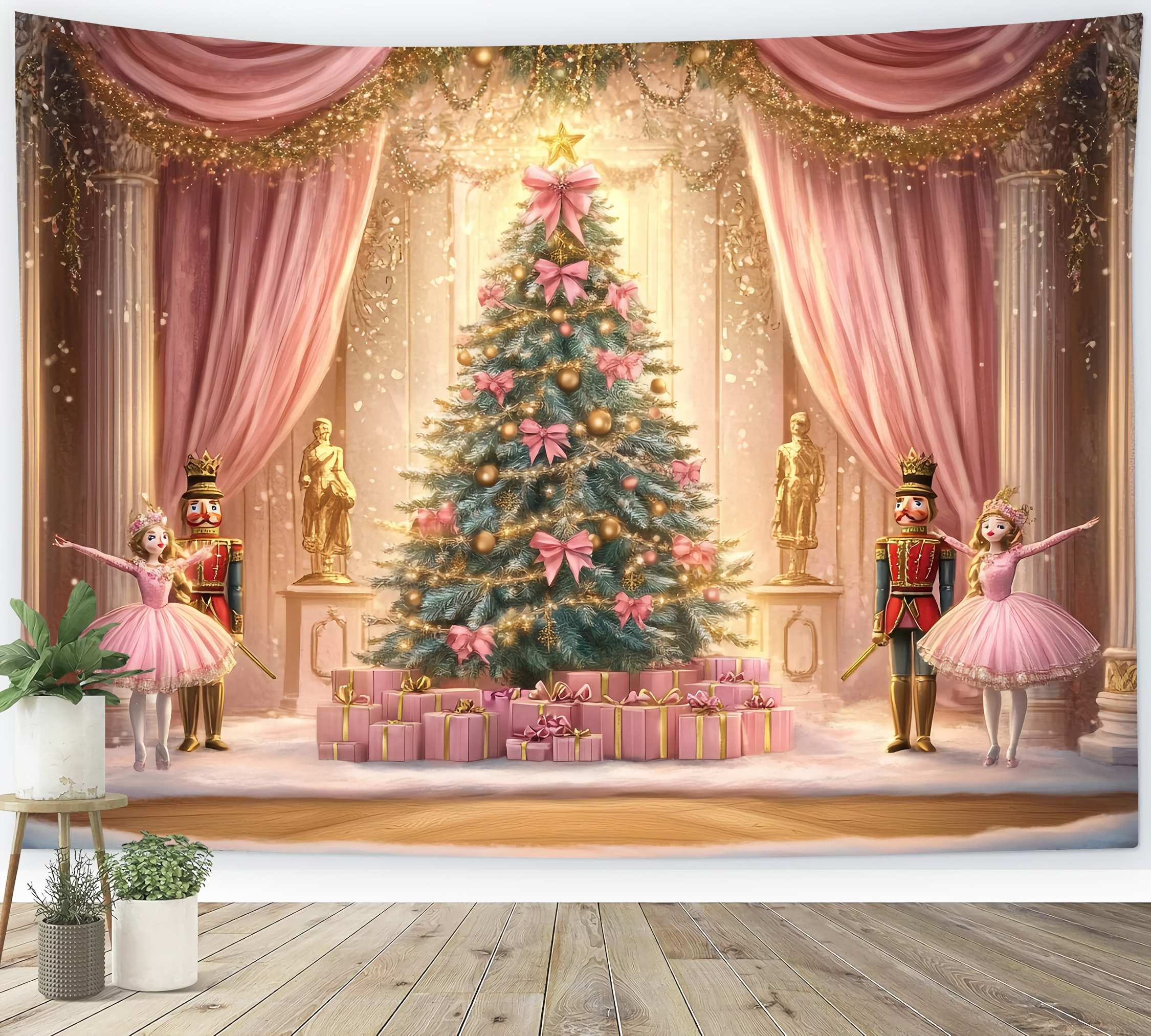 Nutcracker Backdrop Ballet Pink Christmas Magic Christmas Photography Backdrops UK TWW58-74
