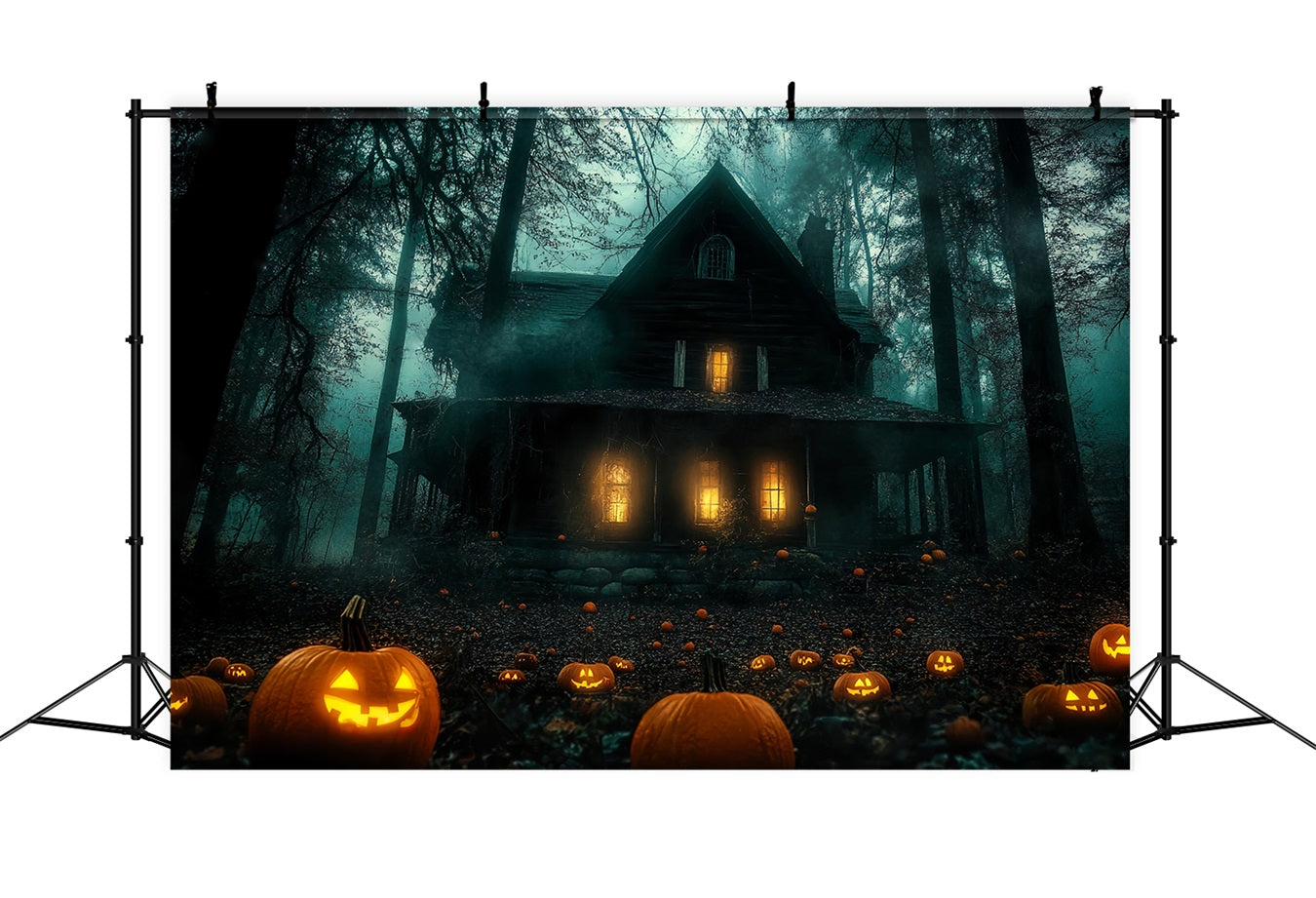 Haunted House Backdrop Pumpkin Path to Haunted Forest House Halloween Backdrops UK TWW58-9