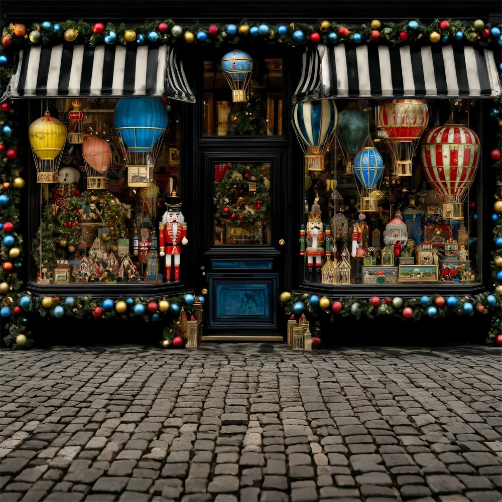 Toy Store Backdrop Nutcracker Hot Air Balloon Display Christmas Photo Backdrop UK TWW59-107