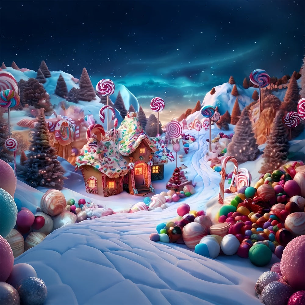 Candyland Backdrop Candy Wonderland Gingerbread Cottage Christmas Photo Backdrop UK TWW59-119