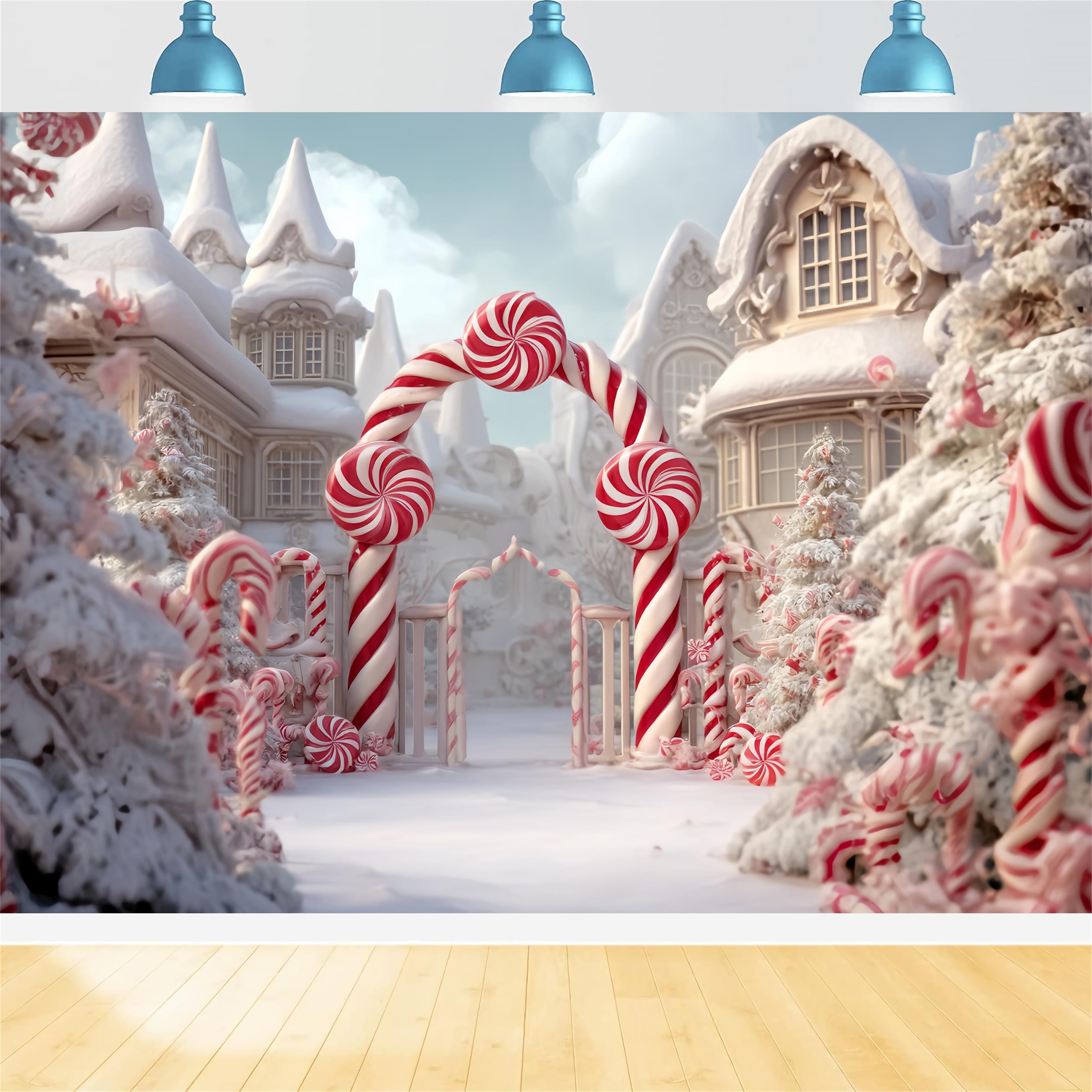 Candyland Backdrop Peppermint Candy Cane Arch Christmas Backdrop Ideas UK TWW59-120