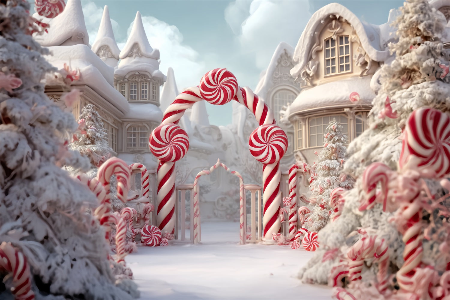 Candyland Backdrop Peppermint Candy Cane Arch Christmas Backdrop Ideas UK TWW59-120