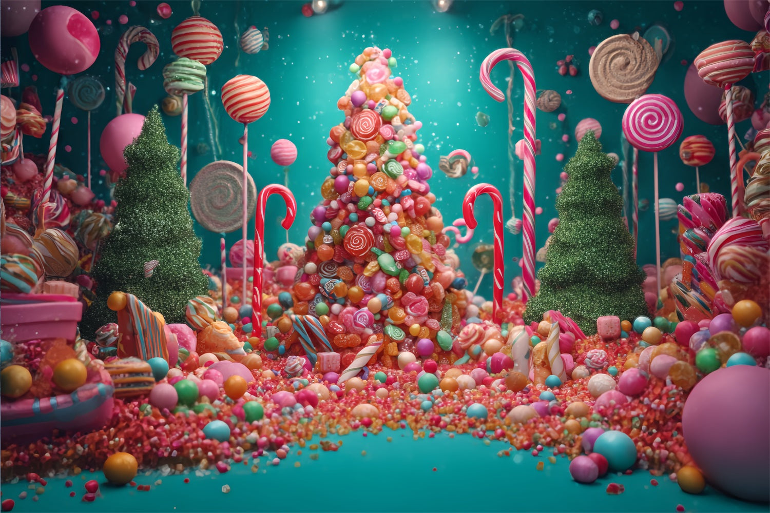Candyland Backdrop Candy Wonderland Christmas Tree Christmas Backdrop UK TWW59-126
