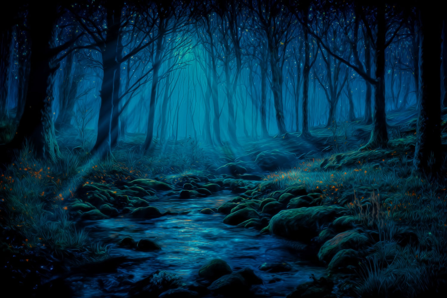 Haunted Forest Backdrop Moonlit Stream Mystic Forest Photo Backdrop UK TWW59-142