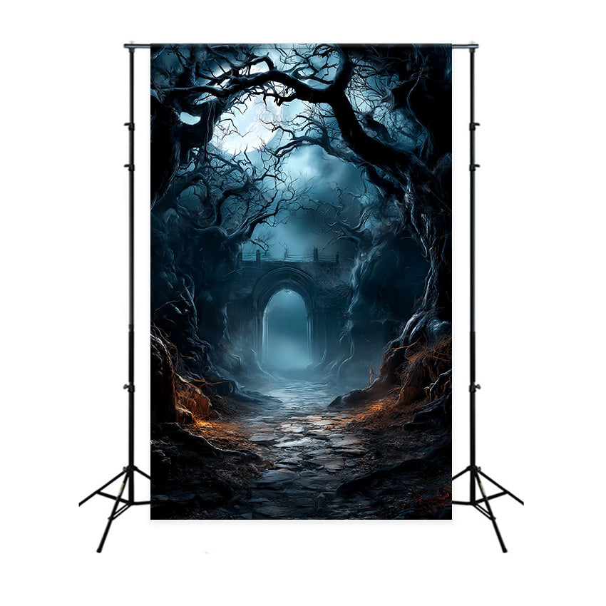 Spooky Forest Backdrop Haunted Archway Moonlit Path Dark Forest Backdrop UK TWW59-144