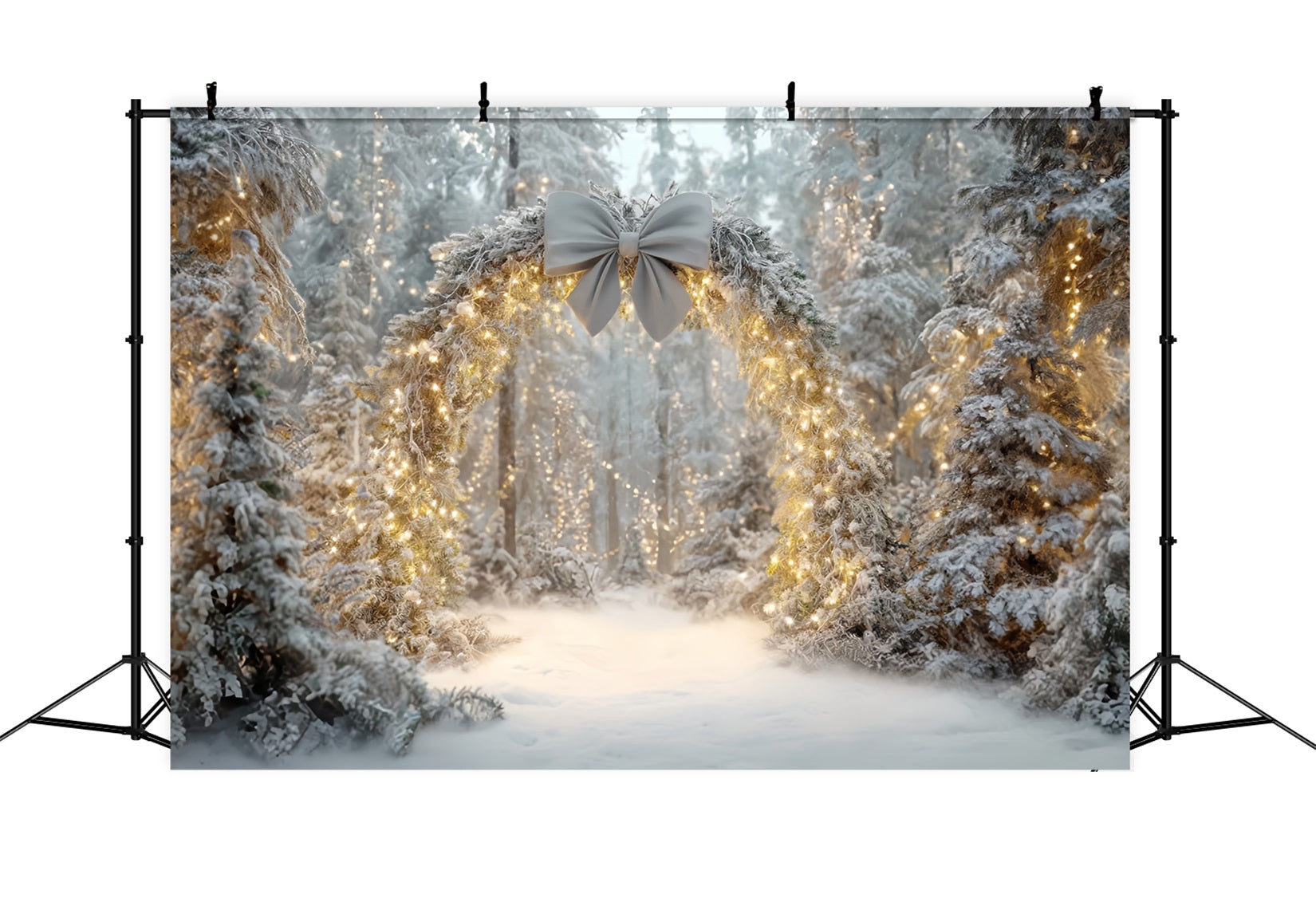 Christmas Forest Backdrop Snowy Arch Twinkling Lights Fantasy Forest Backdrop UK TWW59-145