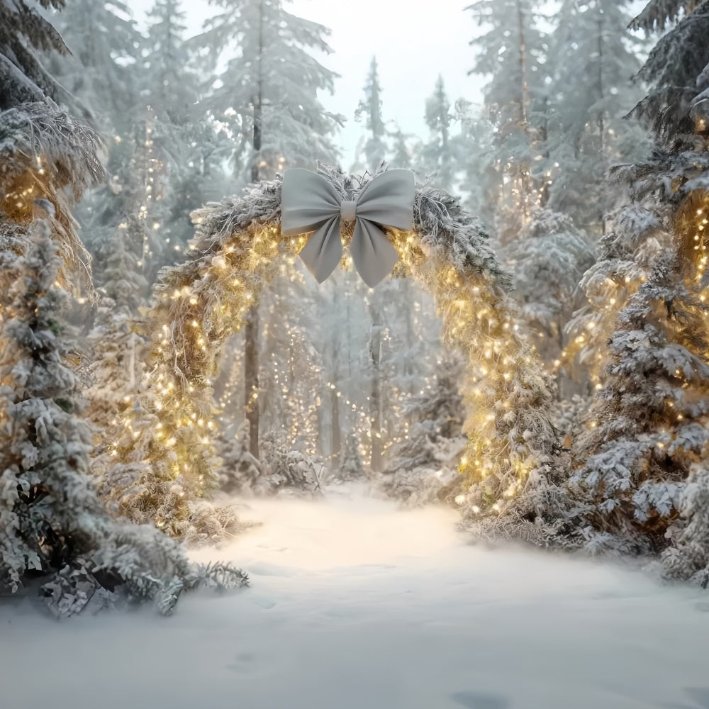 Christmas Forest Backdrop Snowy Arch Twinkling Lights Fantasy Forest Backdrop UK TWW59-145