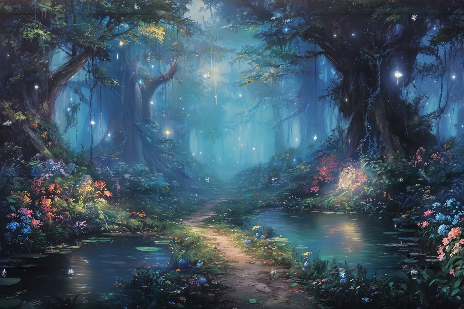 Enchanted Forest Backdrop Magical Pond Fairy Path Magical Forest Backdrop UK TWW59-148