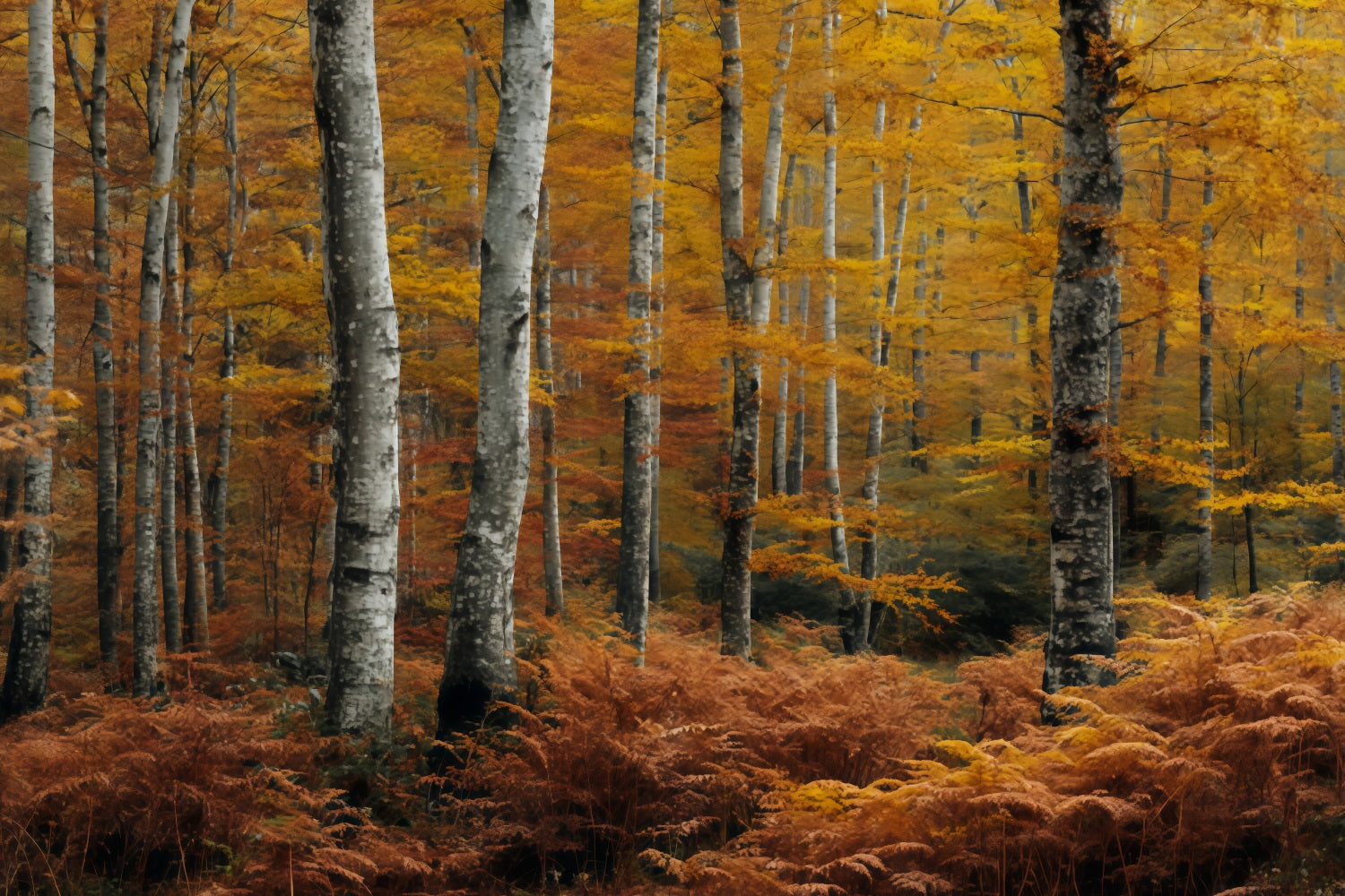 Fall Forest Backdrop Golden Autumn Birch Woods Forest Scene Backdrop UK TWW59-149