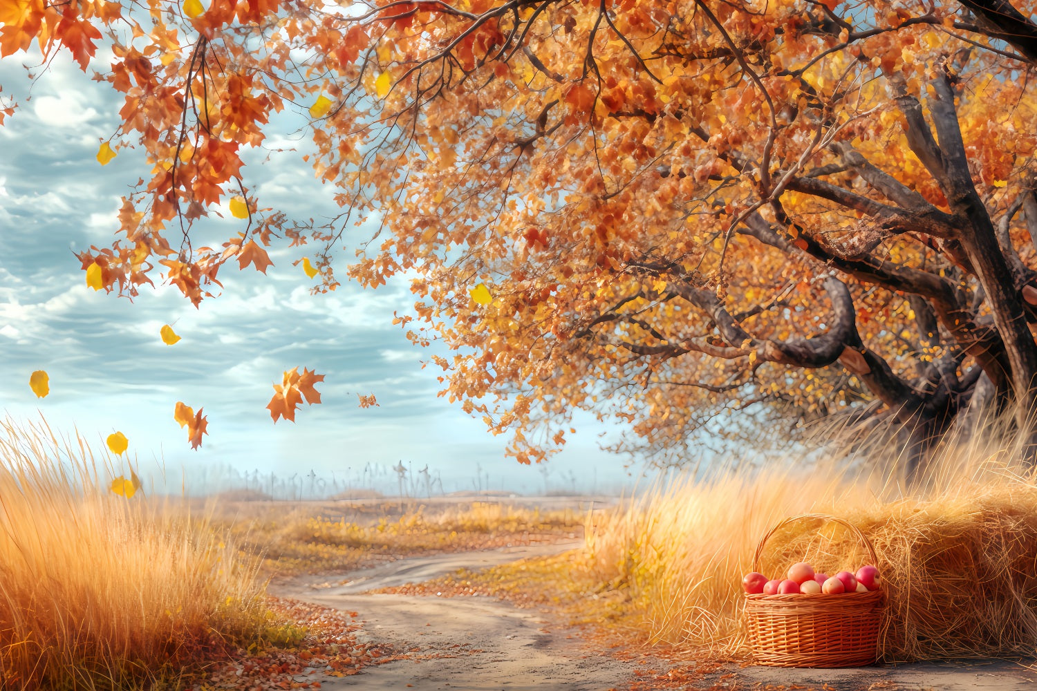 Fall Forest Backdrop Rustic Orchard Autumn Path Forest Backdrop UK TWW59-150
