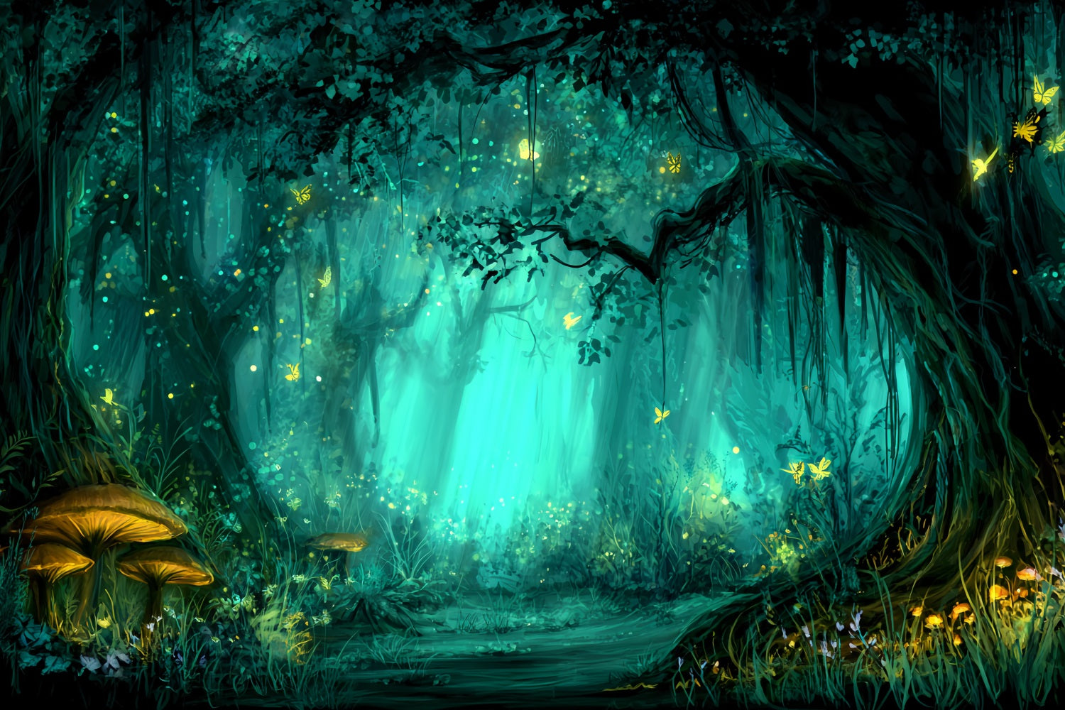 Enchanted Forest Backdrop Mystic Glowing Fairy Woods Forest Backdrop UK TWW59-158