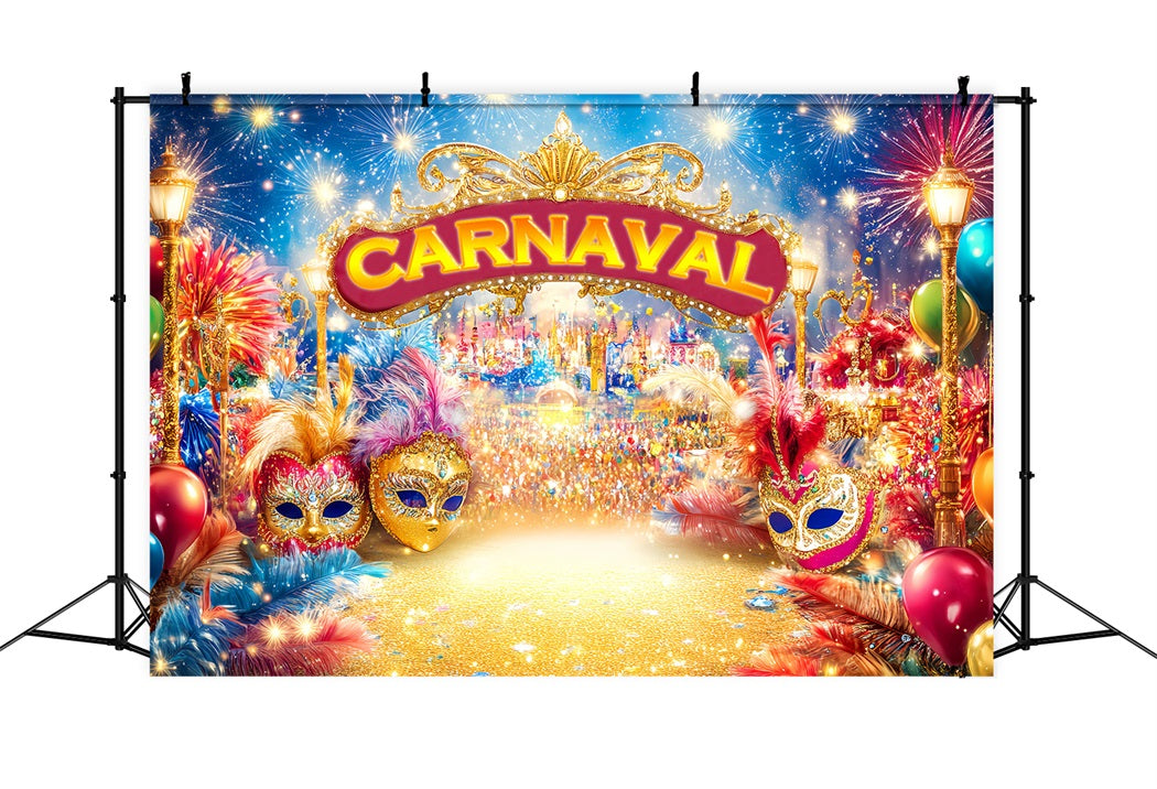 Mask Carnival Backdrop Golden Masks Fireworks Carnival Backdrop UK TWW59-17