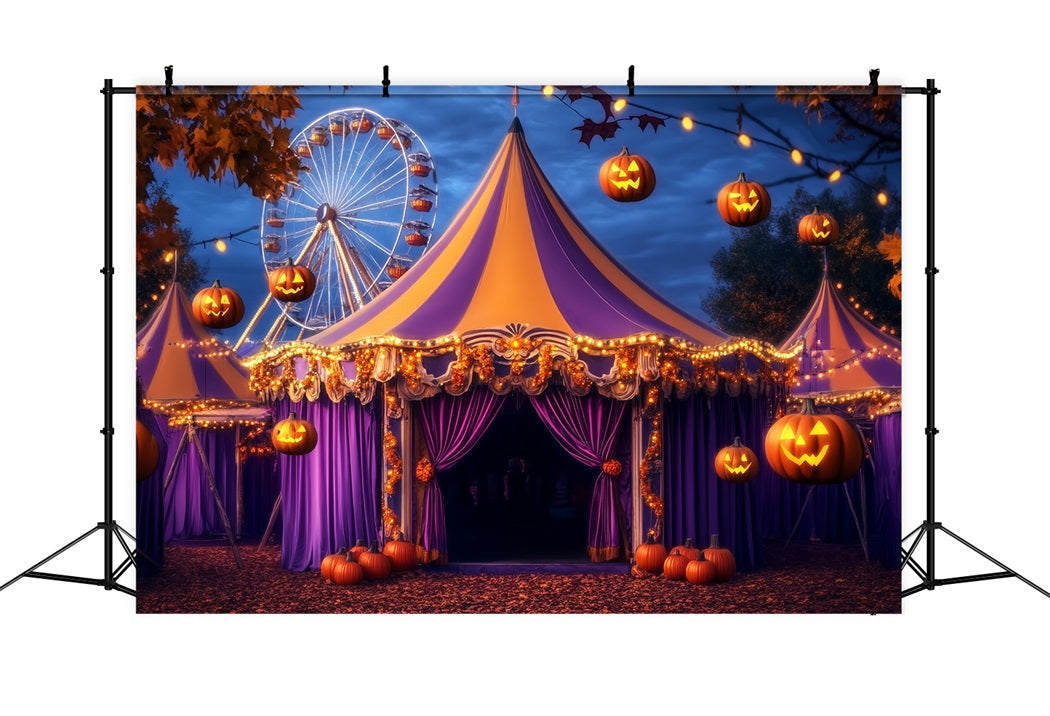 Halloween Circus Backdrop Purple Pumpkin Lantern Circus Backdrop Ideas UK TWW59-18