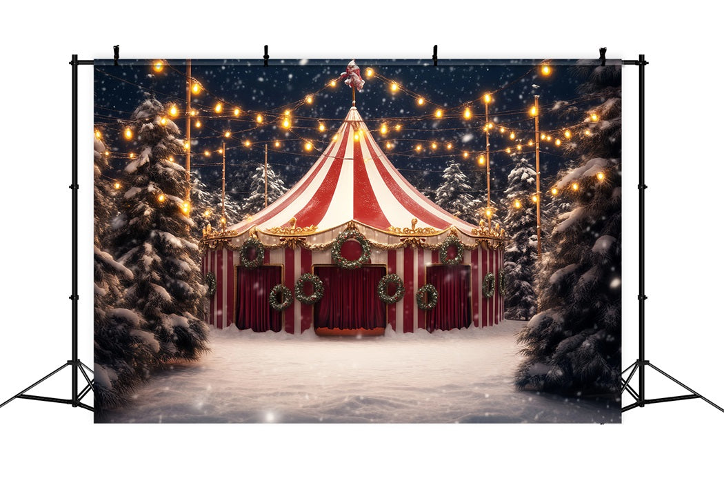 Carnival Tent Backdrop Snowy Wreath Christmas Tent Circus Backdrop Ideas UK TWW59-20