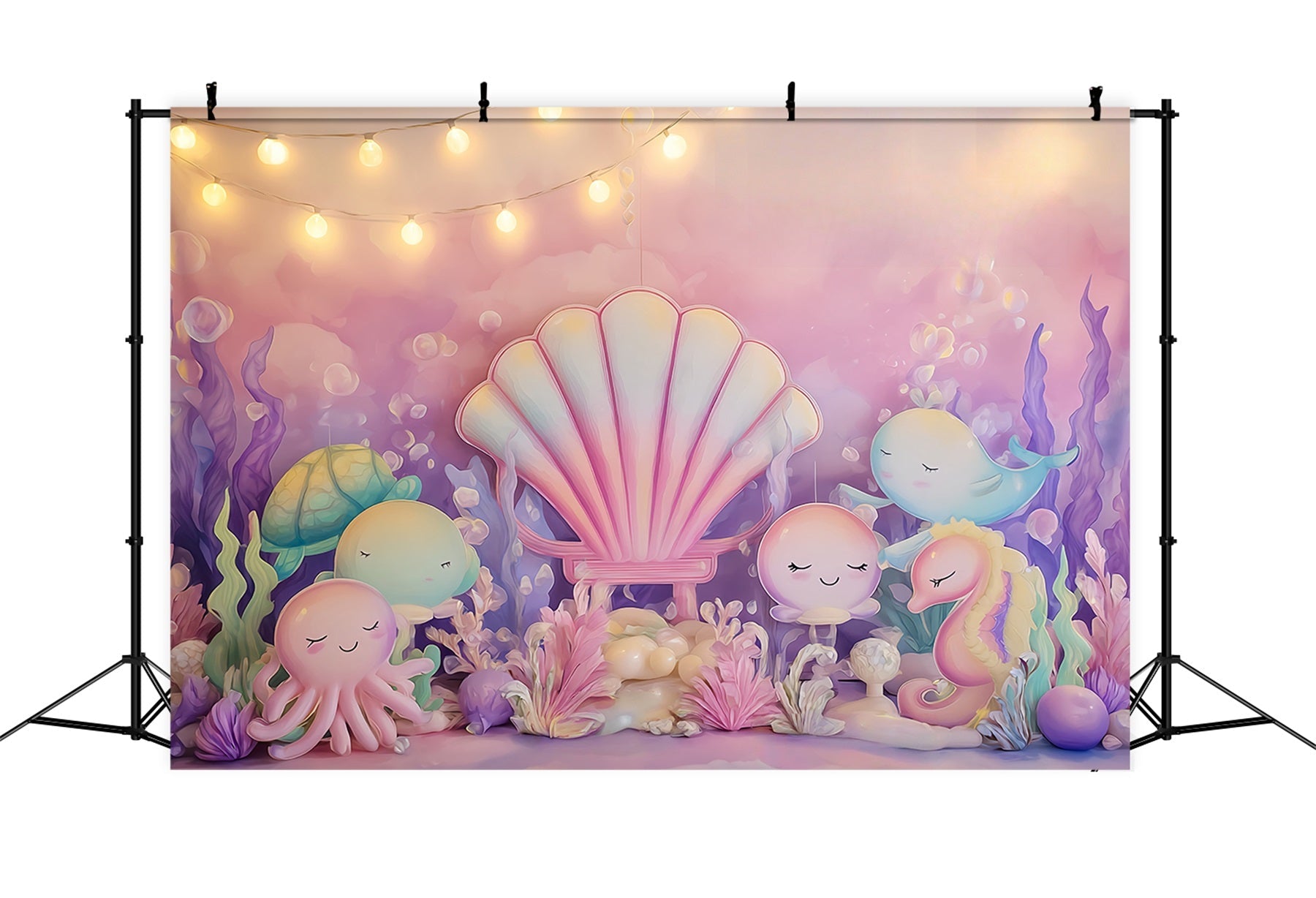 Cake Photography Backdrops Undersea Pastel Ocean Friends Cake Smash Backdrop UK TWW59-215