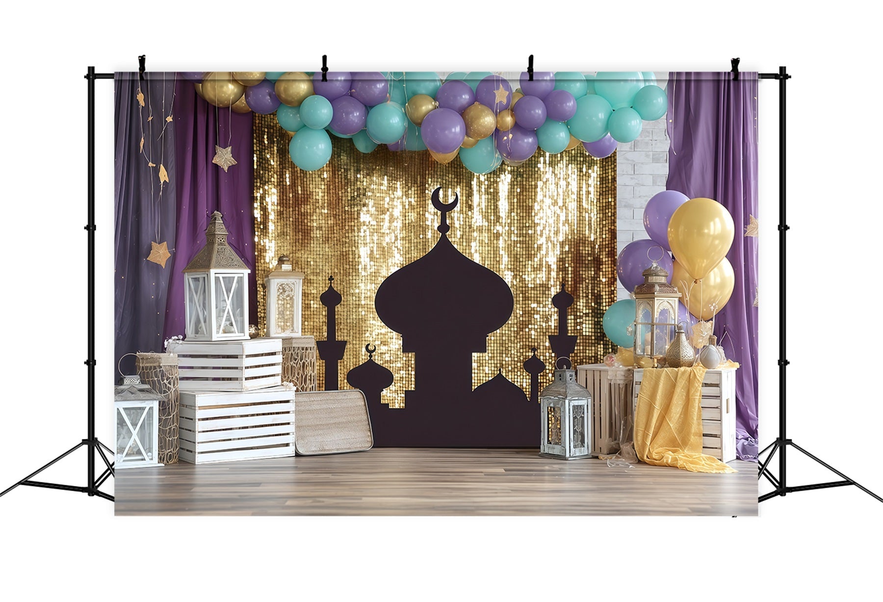 Cake Smash Backdrop Golden Lantern Palace Glow Birthday Backdrop UK TWW59-217