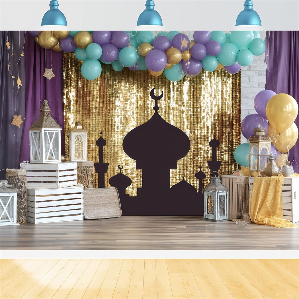 Cake Smash Backdrop Golden Lantern Palace Glow Birthday Backdrop UK TWW59-217
