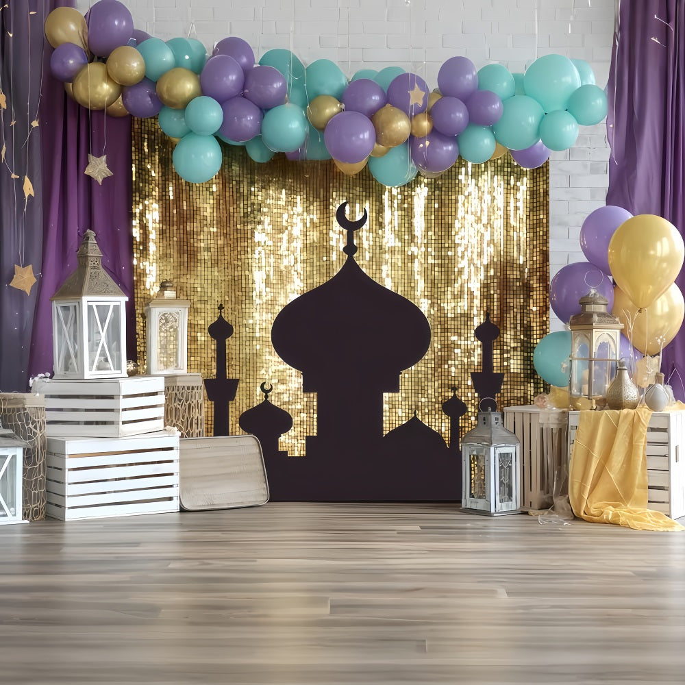 Cake Smash Backdrop Golden Lantern Palace Glow Birthday Backdrop UK TWW59-217