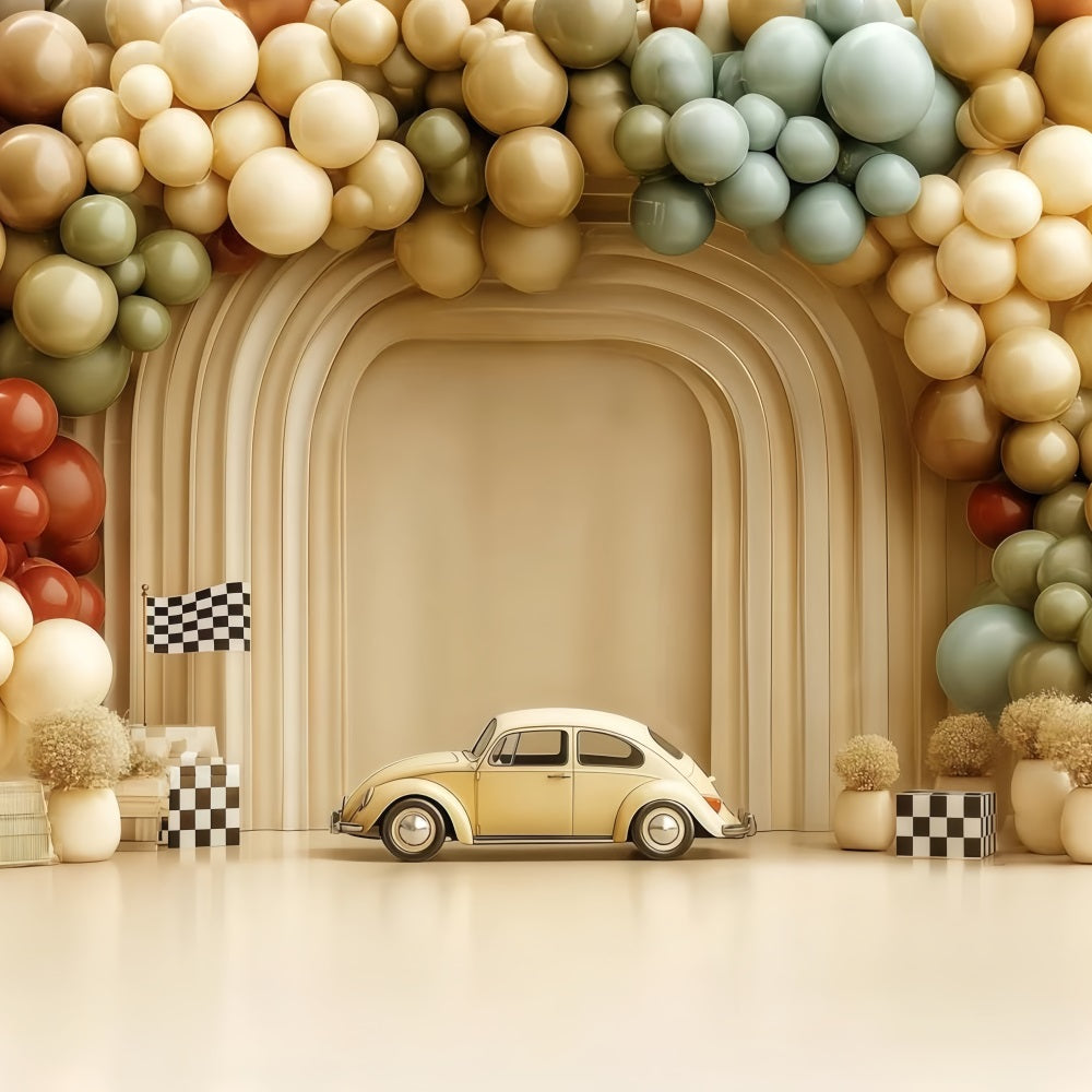 Cake Smash Backdrop Vintage Car Balloon Arch Smash Cake Backdrop UK TWW59-223