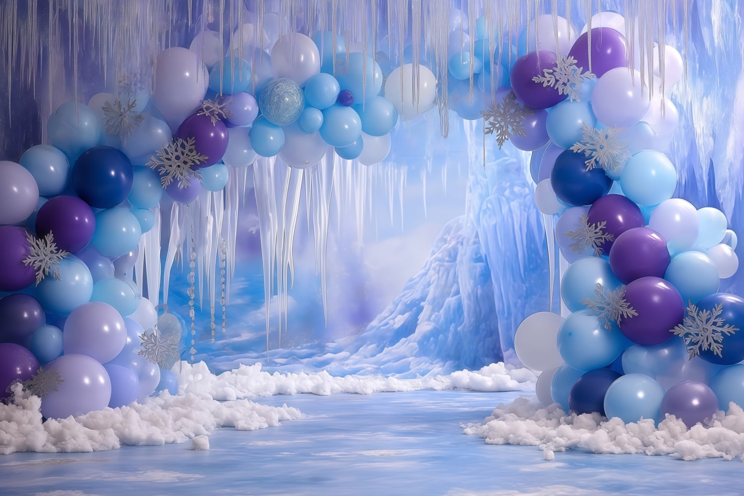 Cake Smash Backdrop Girl Frozen Ice Cave Fantasy Happy Birthday Backdrop UK TWW59-227