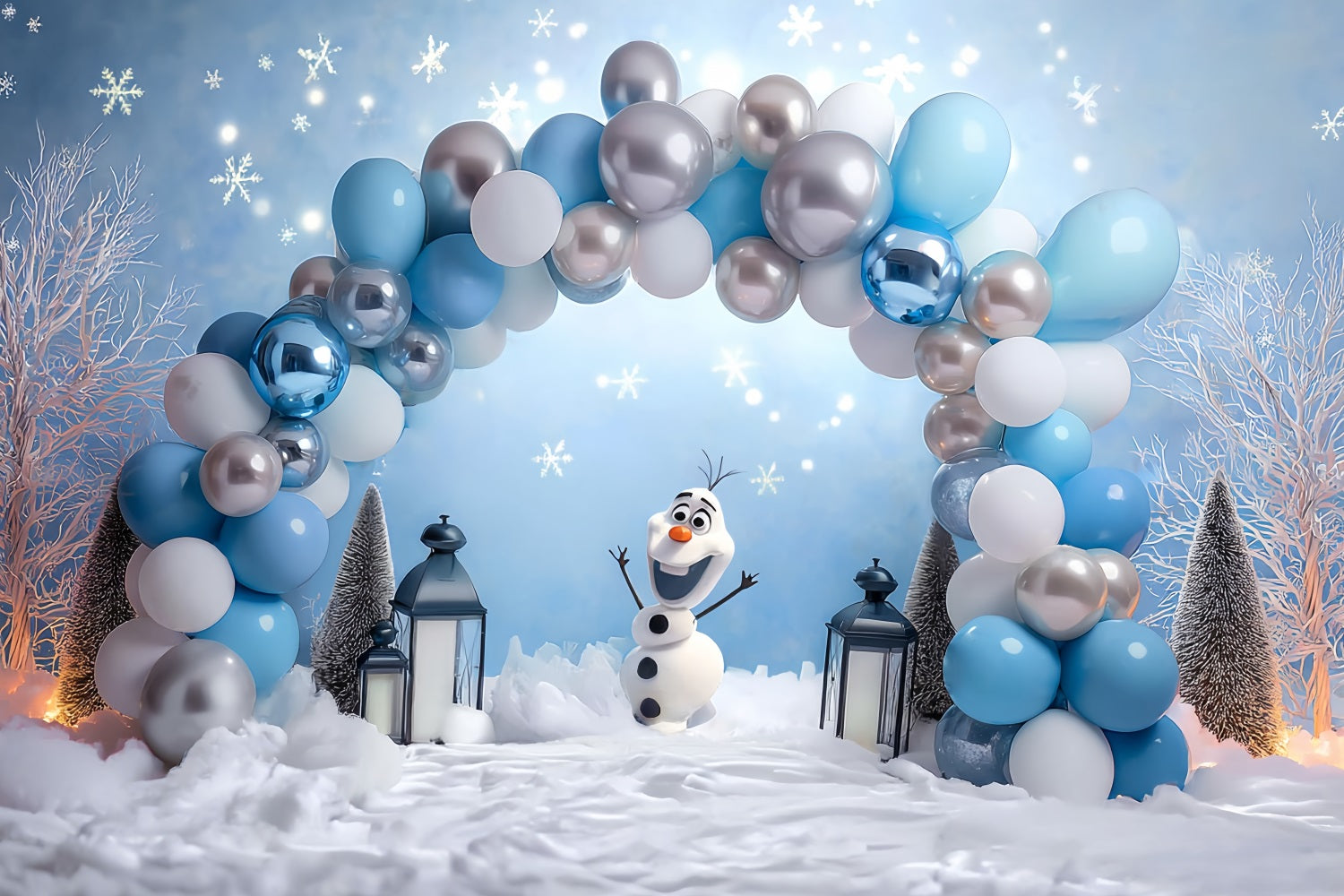 Cake Smash Backdrops Snowman Winter Balloon Arch Backdrop for Birthday UK TWW59-235
