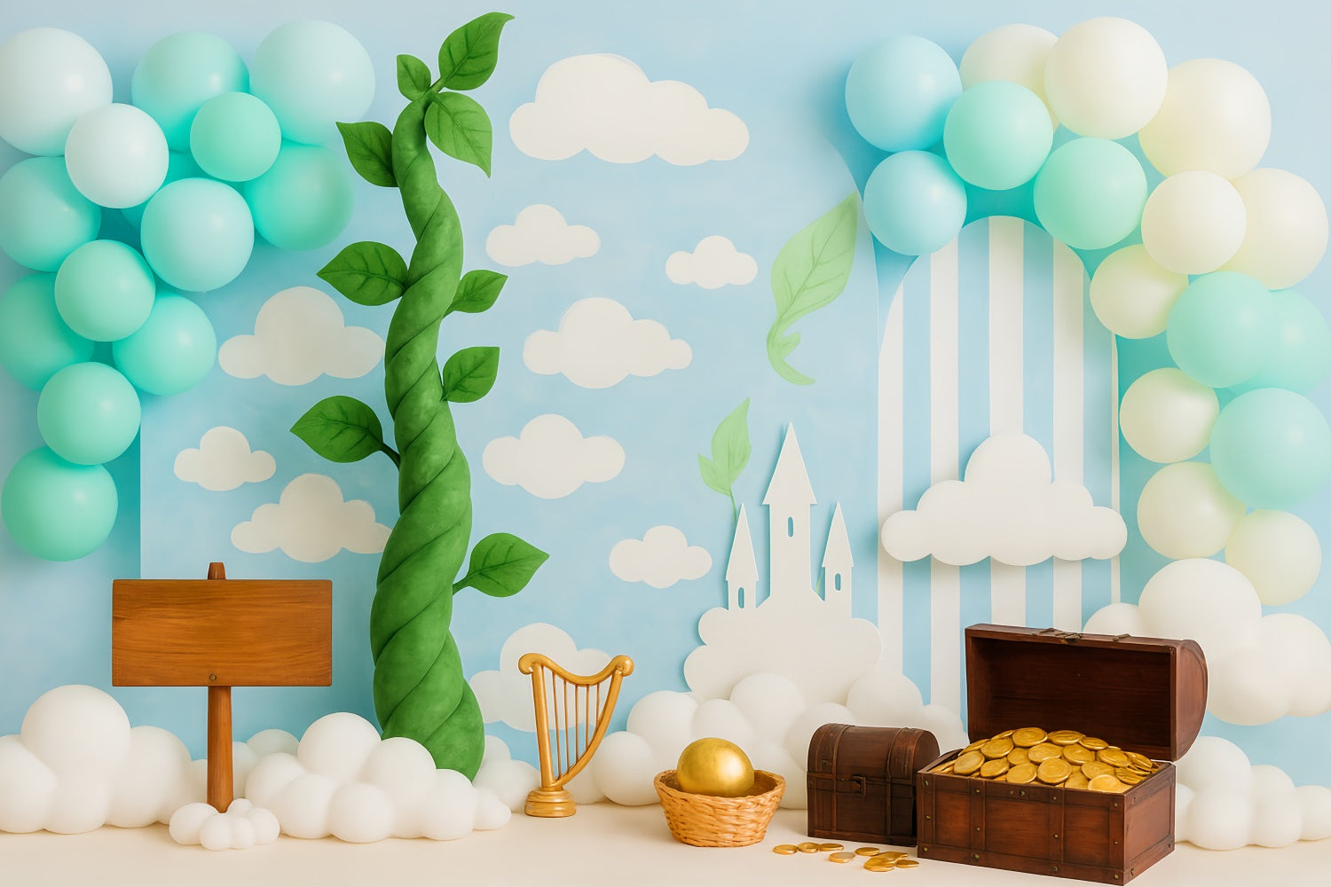 Cake Smash Backdrops Magic Beanstalk Treasure Land Cake Photography Backdrops UK TWW59-237