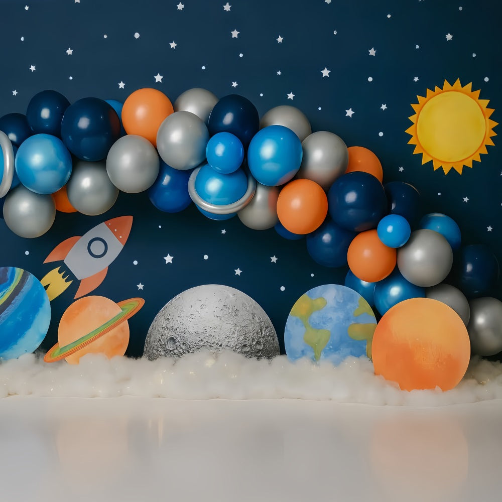 Cake Smash Backdrop Boy Space Galaxy Rocket Adventure Birthday Backdrop UK TWW59-239