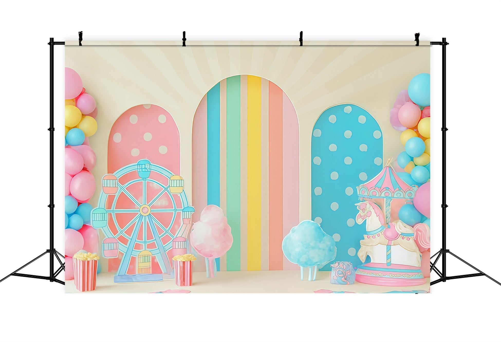 Cake Smash Backdrops Pastel Carnival Funland Delight Happy Birthday Backdrop UK TWW59-244
