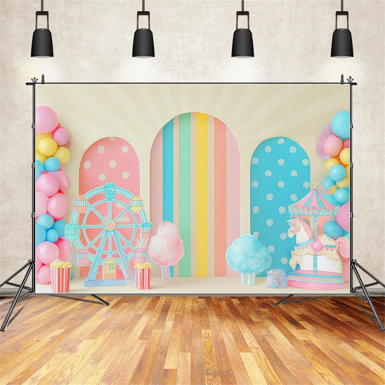 Cake Smash Backdrops Pastel Carnival Funland Delight Happy Birthday Backdrop UK TWW59-244
