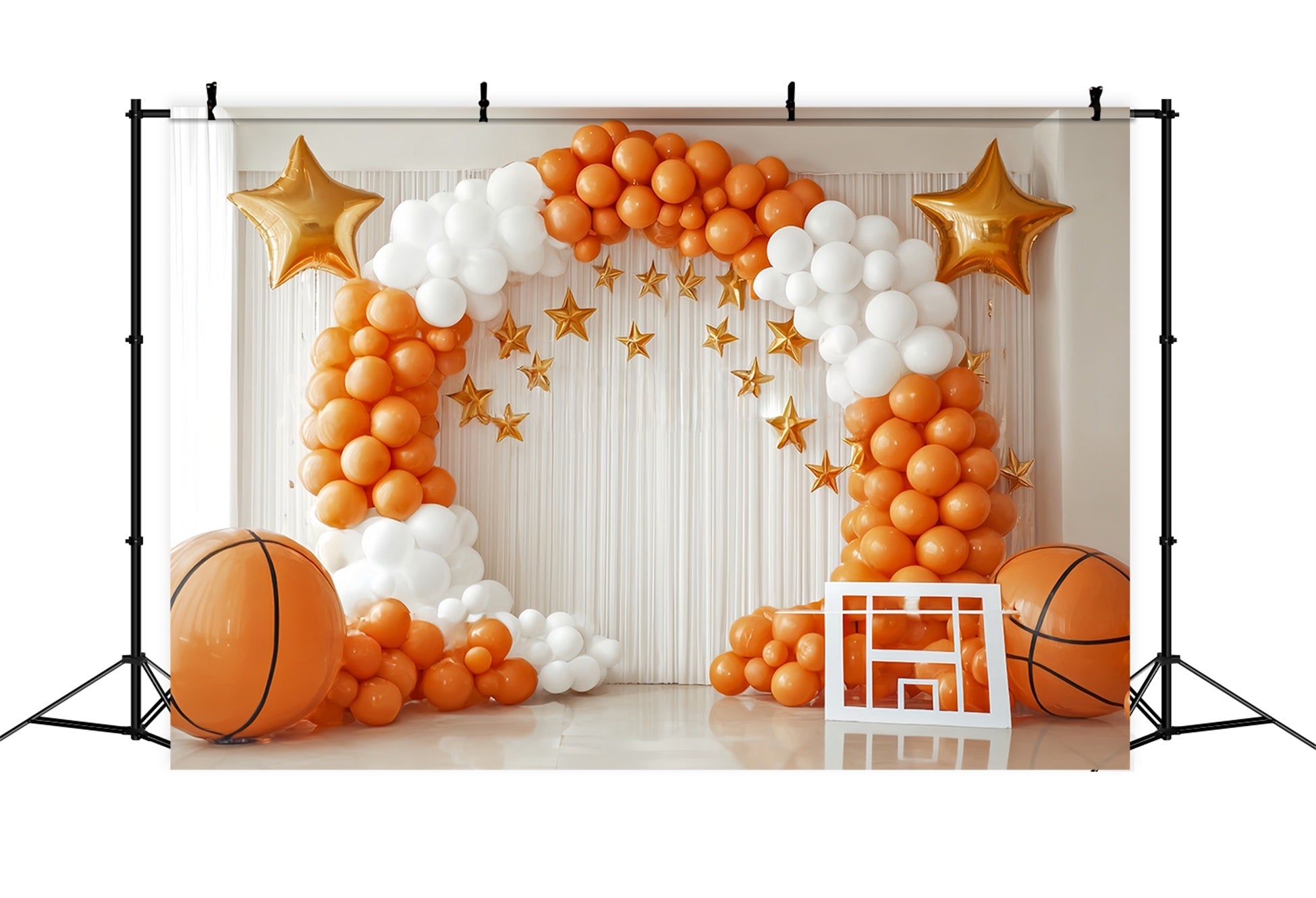 Cake Smash Backdrops Basketball Star Balloon Arch Backdrop for Birthday UK TWW59-248