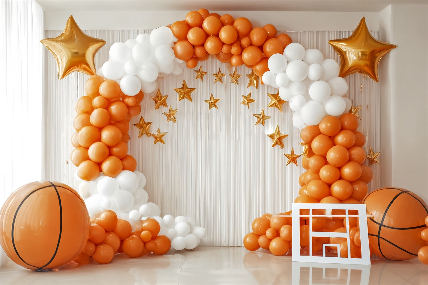 Cake Smash Backdrops Basketball Star Balloon Arch Backdrop for Birthday UK TWW59-248