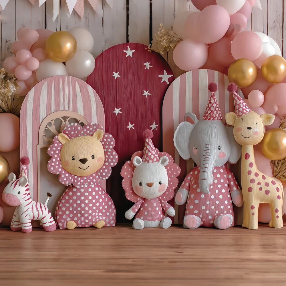 Cake Smash Backdrops Pink Safari Party Friends Birthday Backdrop UK TWW59-252