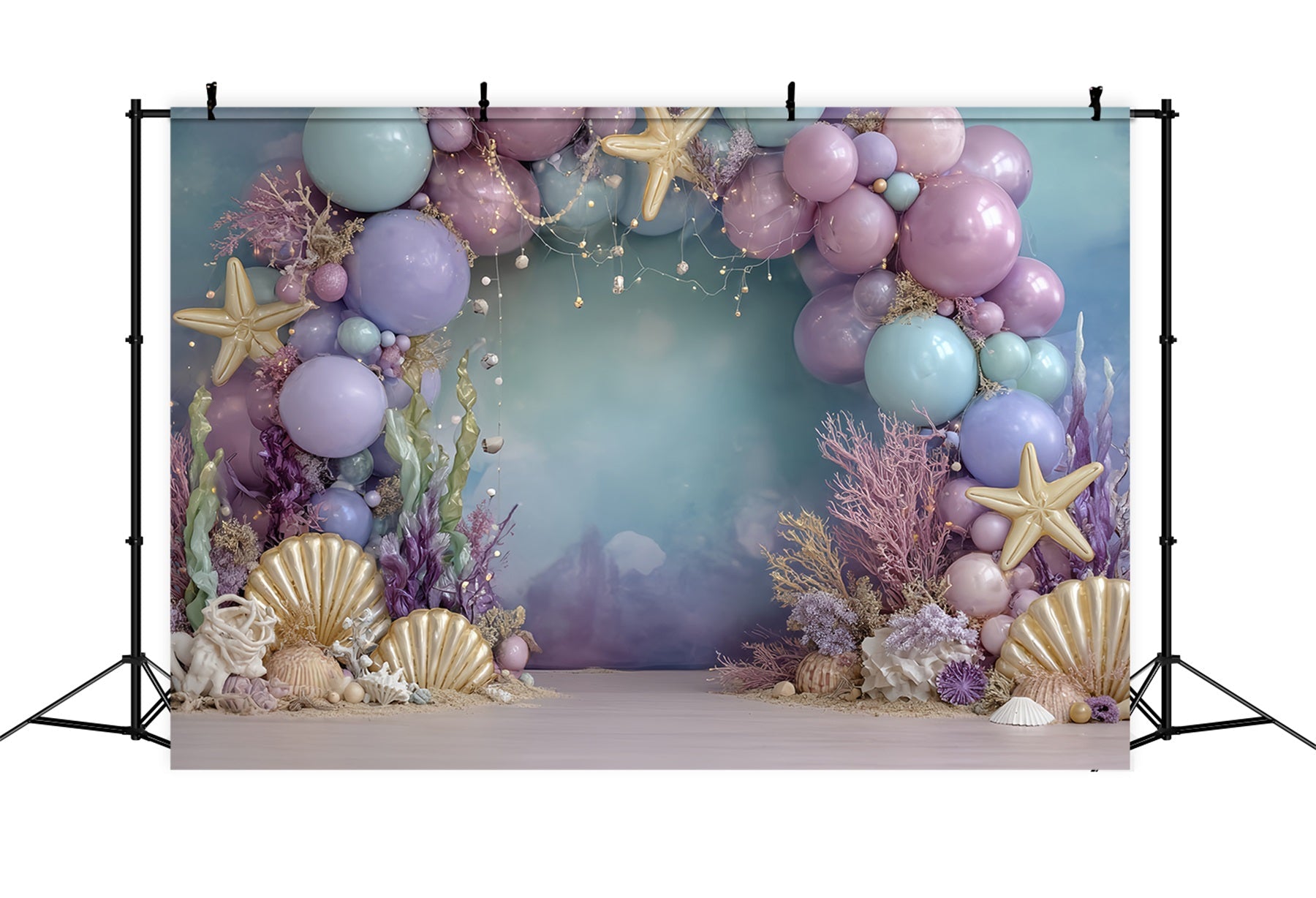 Cake Smash Backdrop Girl Mermaid Ocean Fantasy Glow Happy Birthday Backdrop UK TWW59-253