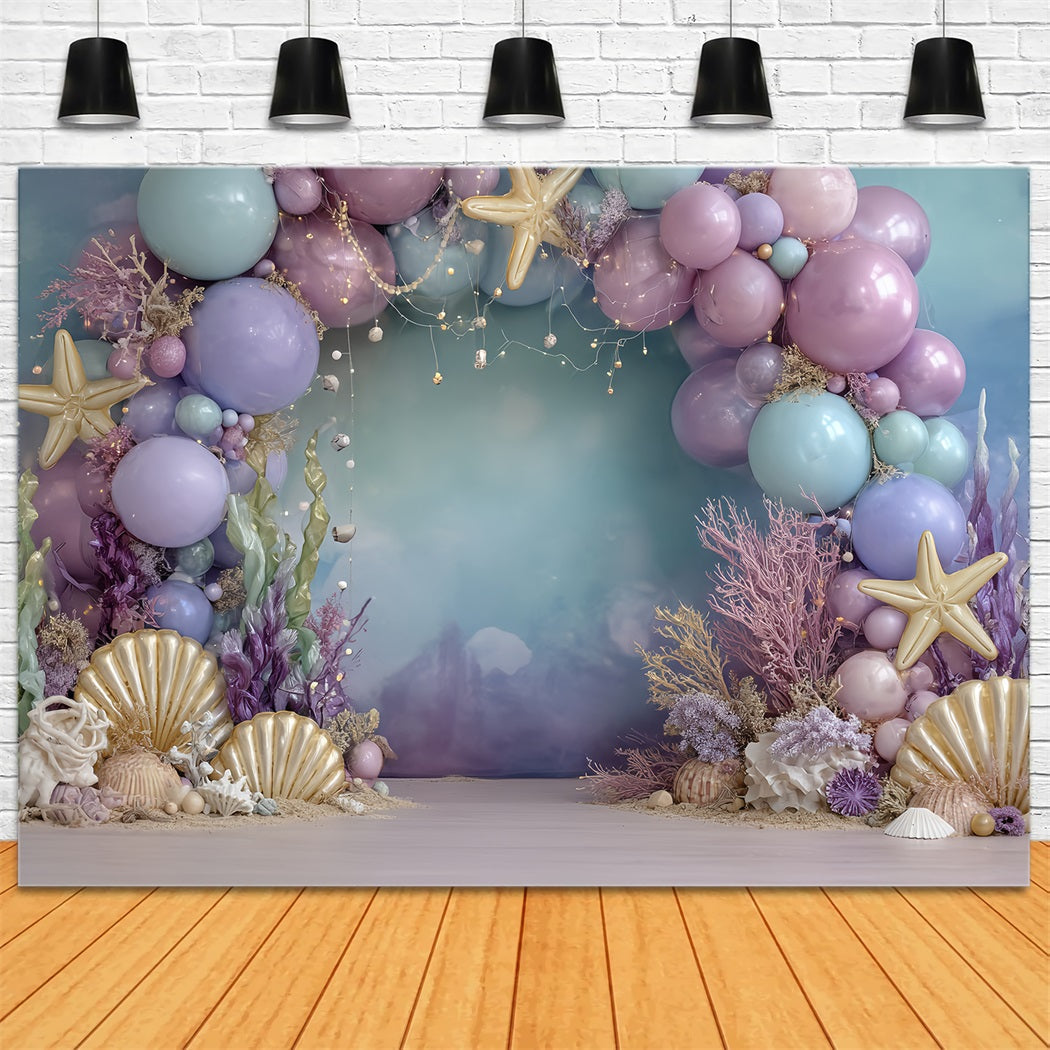 Cake Smash Backdrop Girl Mermaid Ocean Fantasy Glow Happy Birthday Backdrop UK TWW59-253