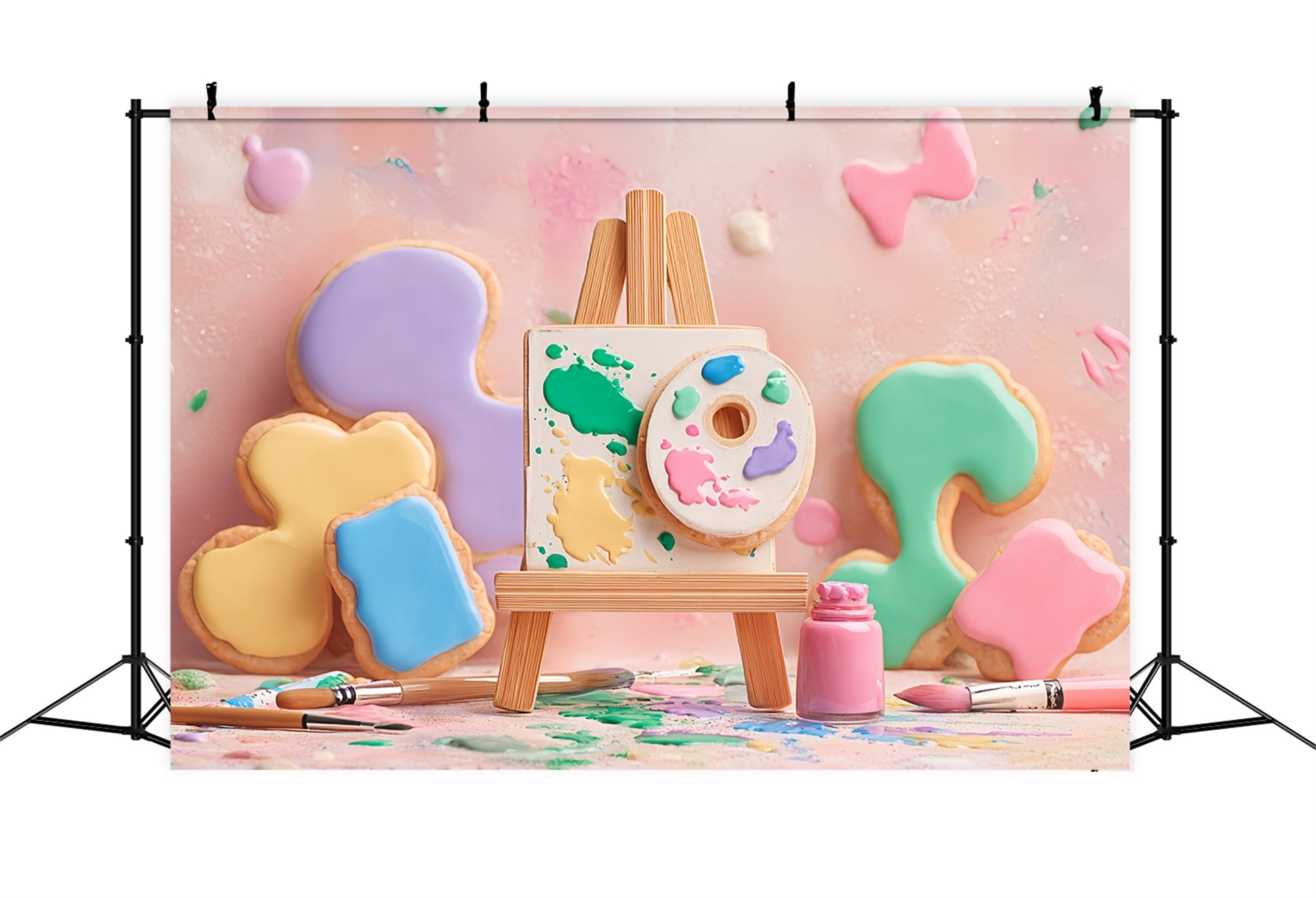 Cake Photography Backdrops Pastel Art Cookie Palette Cake Smash Backdrop UK TWW59-254