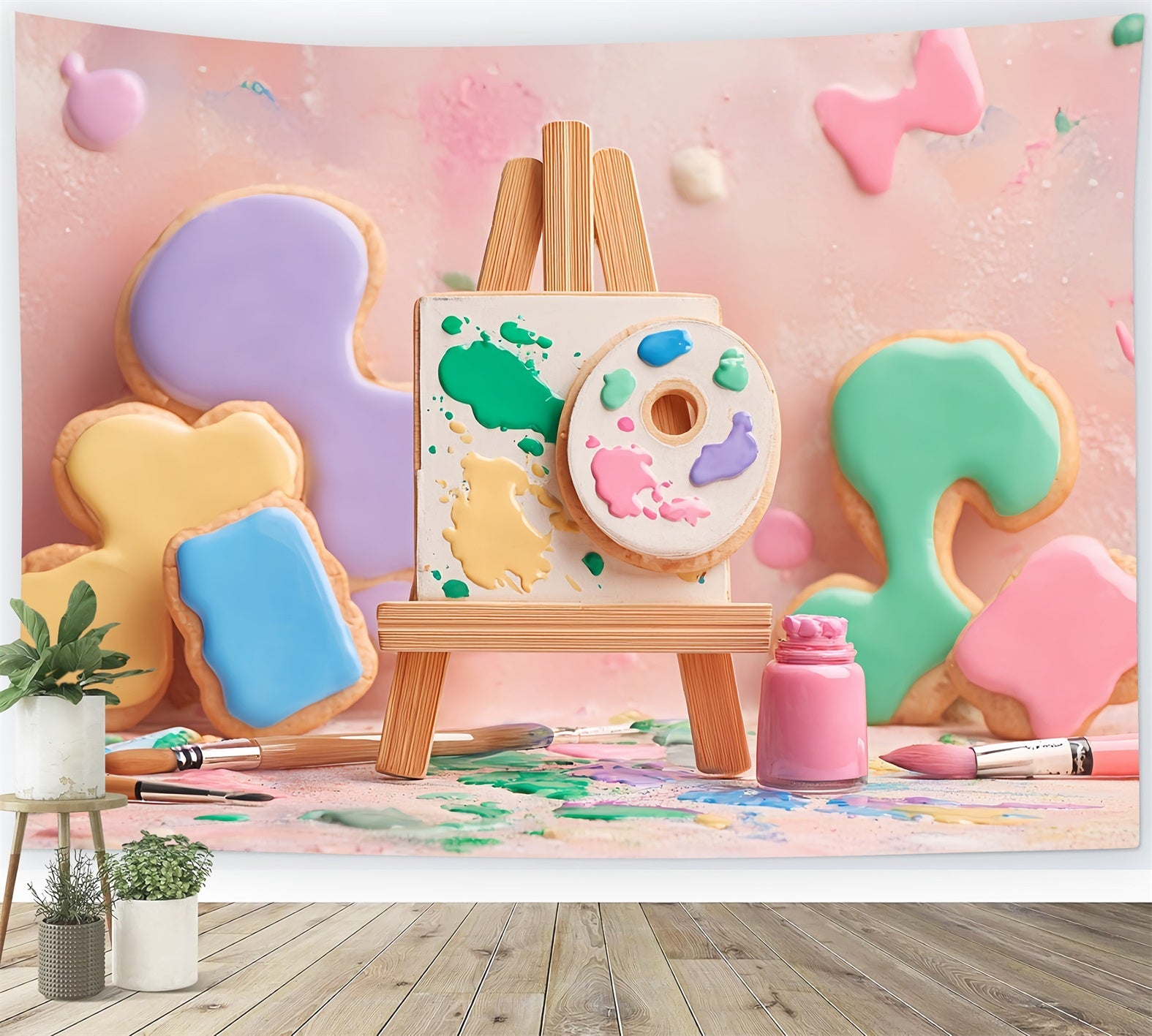 Cake Photography Backdrops Pastel Art Cookie Palette Cake Smash Backdrop UK TWW59-254